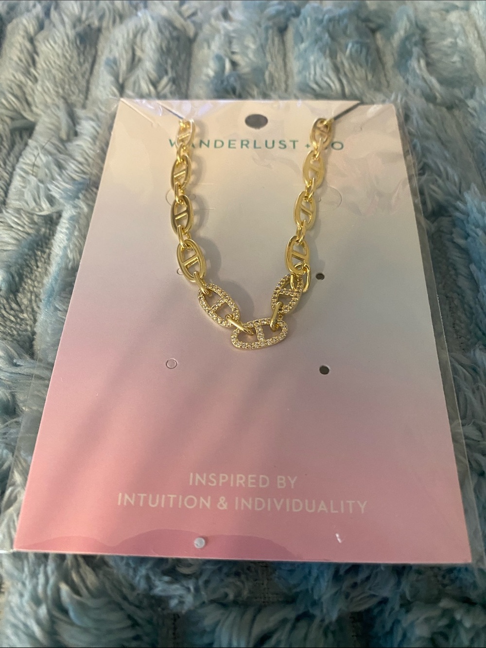 Wanderlust + Co Multi Link Anchor Pave Chain Gold Bracelet NWT